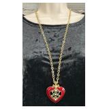 Beautiful Red Enamel Heart Necklace