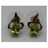 Pair of GT Sterling, Diamond & Peridot Earrings
