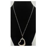 Vtg. 999 Silver & Sterling Silver Heart Necklace