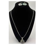 Sterling & 950 Silver Abalone Shell Jewelry Set