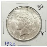 1922 BU Peace Silver Dollar