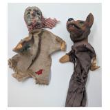 2 Vintage Hand Puppets: Big Bad Wolf &  Crone