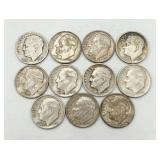 11 Eisenhower 90% Silver Dimes