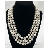 Vintage 3-strand Pearl & Crystal Fashion Necklace