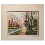 Vtg. Hand Colored & Signed Landscape Etching