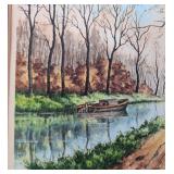 Vtg. Hand Colored & Signed Landscape Etching