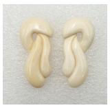 Unusual Pre-Ban Ivory Earrings w/ 14K Posts