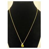 Gold Tone Sterling, Diamond, and Peridot Necklace