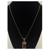 Sterling Silver Garnet & Marcasite Necklace