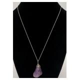 Silver Toned Amethyst Pendant Necklace