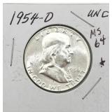 UNC 1954-D MS64 Franklin Silver Half Dollar