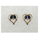 10K Gold, Blue Sapphire & Diamond Earrings