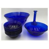 Set of Coblat Blue Glass Pieces