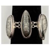 Sterling Silver Orthoceras Fossil Bracelet