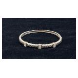 Sterling Silver, 14K Gold & Diamond Bracelet