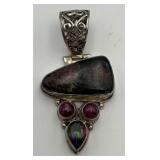 Sterling Silver Pendant w/ Purple Stones