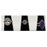 3 Sterling Silver Rings