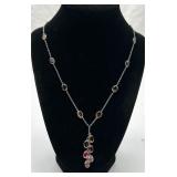 Sterling Silver Necklace w/ Multi-Colored Stones