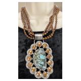 Custom JN 950 Silver Turquoise & Pearl Necklace