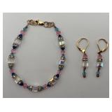 Multicolored Beaded Bracelet & Earrings Set