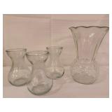 Lot of 4 Vintage Glass Flower Vases