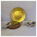 Charger, Mirror, Cork Place Mats, Ruffled Bowl