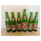 6 Vintage Mtn. Dew & 7-Up Bottles