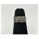 Sterling Silver Ring w/ Flowers & Leaves