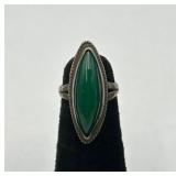 Sterling Silver Marquis Green Onyx Ring