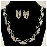 Vtg. Sarah Cov. Silver Tone Necklace & Earring Set