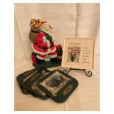 Cast Iron Santa Doorstop/Thanks Sign/Coke Coasters