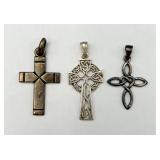 3 Sterling Silver Cross Pendants
