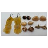 Fish Scale Earrings & 5 Hand-made Shell Earrings