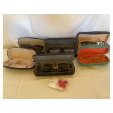 Lot of 6 Glasses/Cases & Red Valve Caps