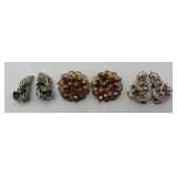 3 Pairs Vtg. Silver & Gold Tone Clip on Earrings
