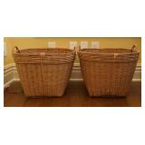2 Vtg. French Country-style Wicker Baskets