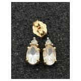 Pair of 14K Gold White Sapphire & Diamond Earrings