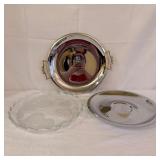 2 Kromex Butler Trays, Chrysanthemum Torte Plate