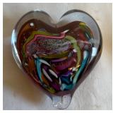 Handblown Multicolored Art Glass Heart