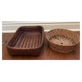2 Decorative Woven Baskets/Trays