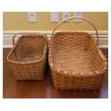 2 Handcrafted Woven Wood Handle Baskets