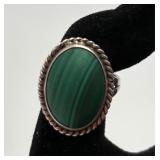 Sterling Silver & Green Malachite Ring