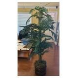 Faux Golden Cane Palm Tree In Wicker Basket