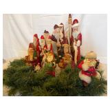 Lot of 17 Santas & Garland