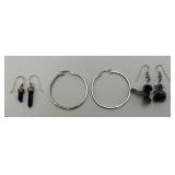 2 Pairs of Sterling Silver Earrings &Amethyst Pair