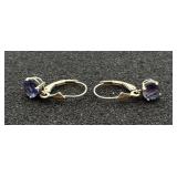 Pair of 14K White Gold & Violet Gemstone Earrings