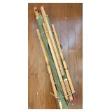 Vtg. Green Fabric & Wood Army Cot