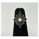 Sterling Silver, Mother-of-Pearl & Marcasite Ring