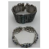 2 Vtg. Blue Rhinestone Bracelets