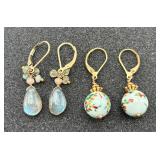 2 Pairs of 14K 1/20 Gold Filled Dangle Earrings